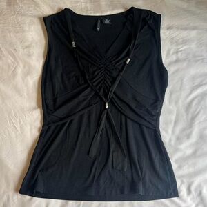 New Directions Black Ruched Sleeveless Top – Size Medium